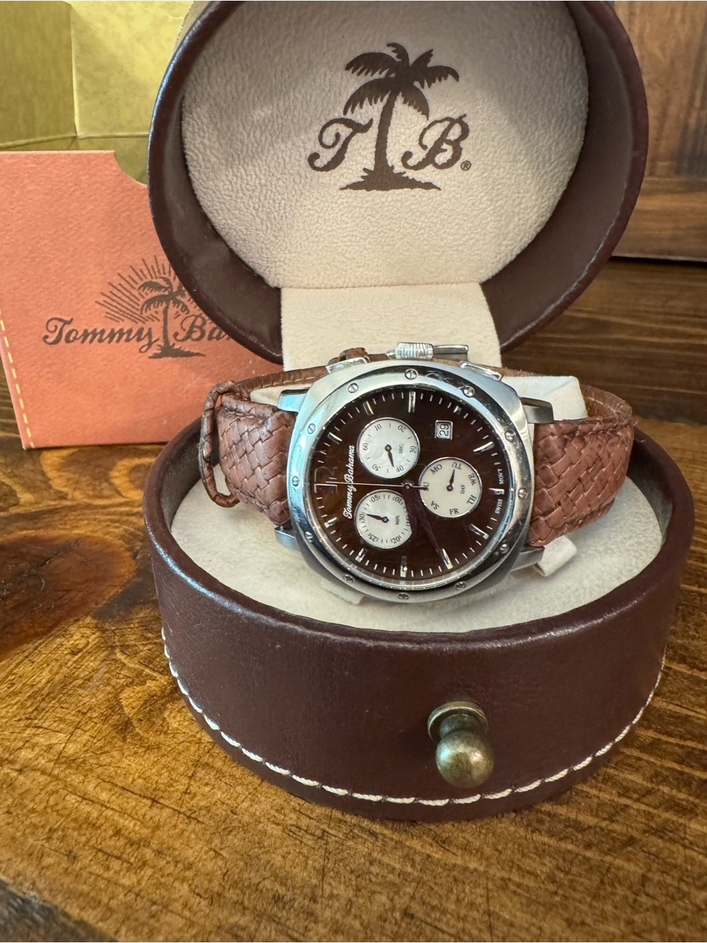 Tommy Bahama Brown Dial Chronograph with Braided Leather Strap